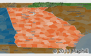 Political Shades Panoramic Map of Georgia, darken