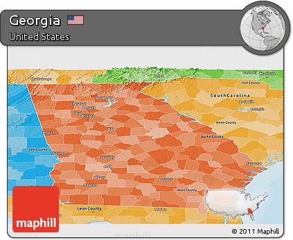 Political Shades Panoramic Map of Georgia