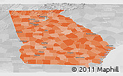Political Shades Panoramic Map of Georgia, lighten, desaturated