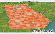 Political Shades Panoramic Map of Georgia, satellite outside