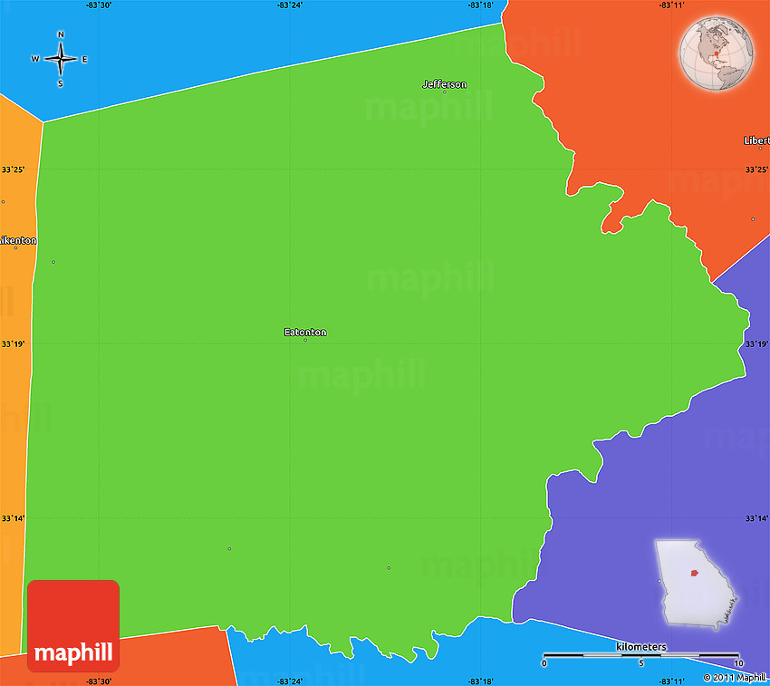 political simple map of putnam county