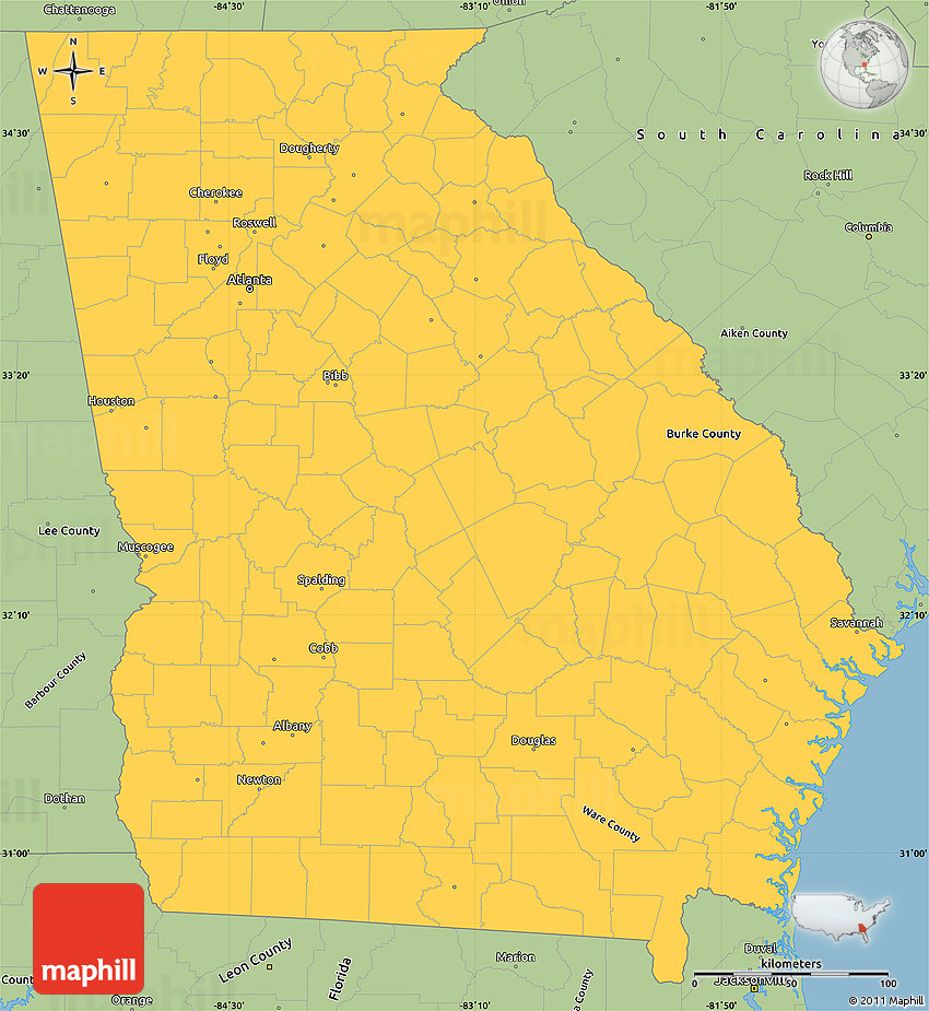 Savanna Style Simple Map Of Georgia Savanna Style Simple Map Of Georgia 