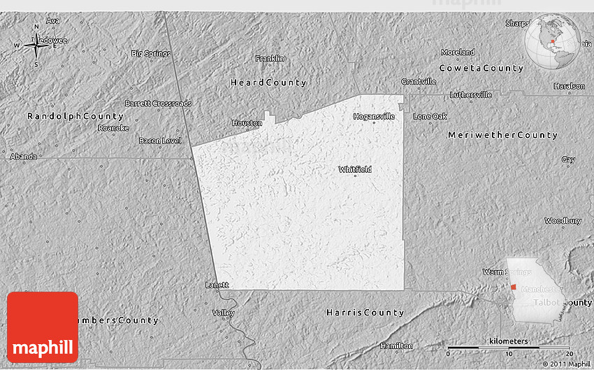 Gray 3D Map of Troup County