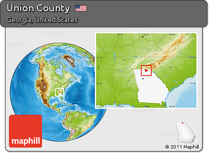 Physical Location Map of Union County, highlighted parent region