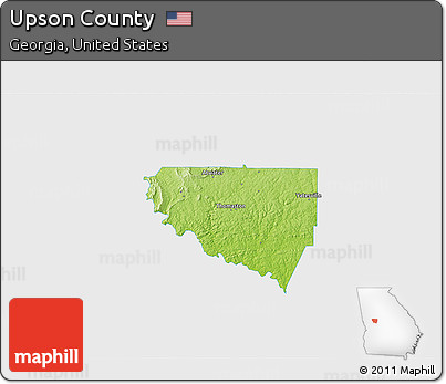 Physical 3D Map of Upson County, single color outside
