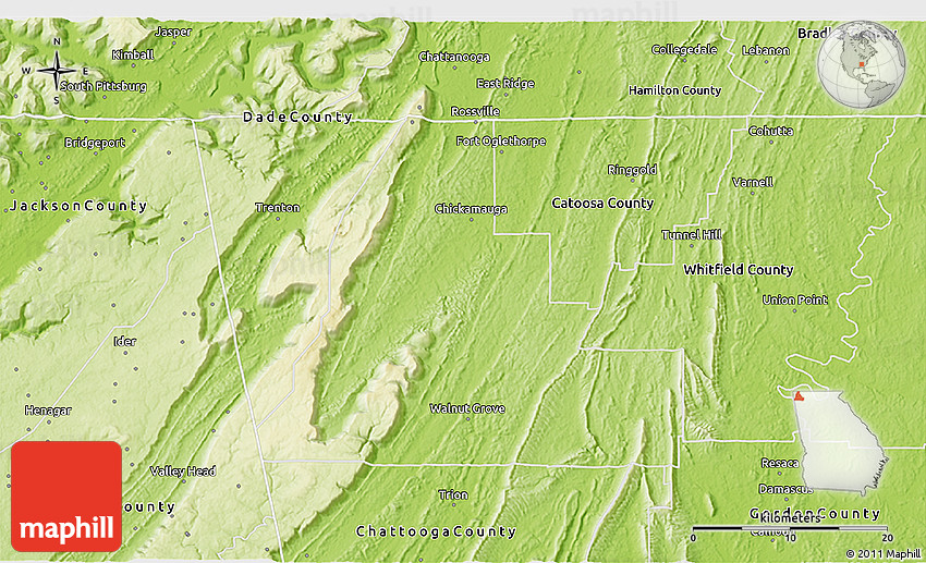 Physical 3D Map of Walker County