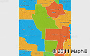 Physical Map of Ware County, political outside