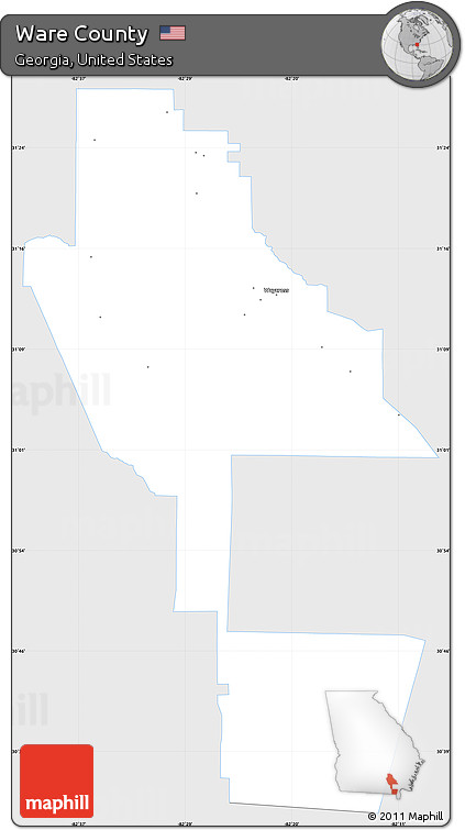 Silver Style Simple Map of Ware County, single color outside