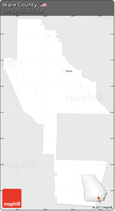 Silver Style Simple Map of Ware County, single color outside