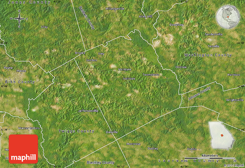 Satellite Map of Wilkinson County