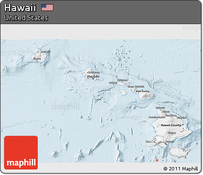Classic Style 3D Map of Hawaii, single color outside