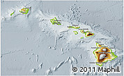 Physical 3D Map of Hawaii, lighten, semi-desaturated