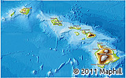 Physical 3D Map of Hawaii, political shades outside