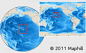Shaded Relief Location Map of ZIP code 96815, within the entire country
