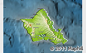 Physical Map of Honolulu County, darken