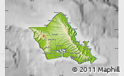 Physical Map of Honolulu County, desaturated