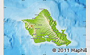 Physical Map of Honolulu County, political outside