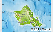 Physical Map of Honolulu County, single color outside