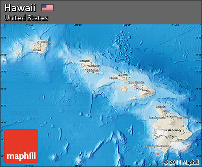 Shaded Relief Map of Hawaii