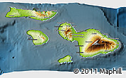 Physical 3D Map of Maui County, darken