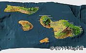 Satellite 3D Map of Maui County, darken
