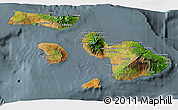 Satellite 3D Map of Maui County, semi-desaturated