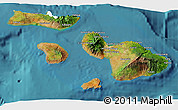 Satellite 3D Map of Maui County, single color outside
