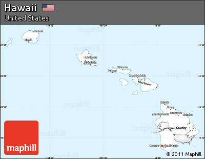 Classic Style Simple Map of Hawaii, single color outside