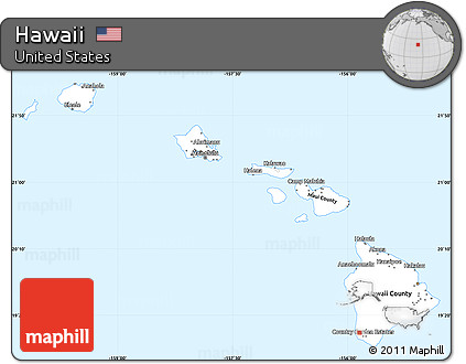Classic Style Simple Map of Hawaii, single color outside