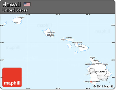 Classic Style Simple Map of Hawaii, single color outside