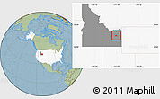 Savanna Style Location Map of ZIP code 83442, highlighted country, highlighted state, hill shading