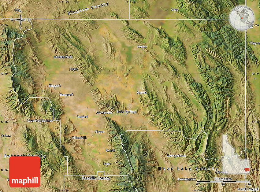 Satellite Map of Caribou County