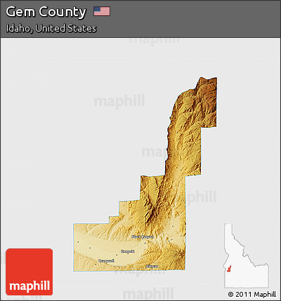 Physical 3D Map of Gem County, single color outside