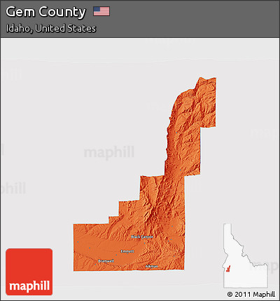 Political 3D Map of Gem County, cropped outside