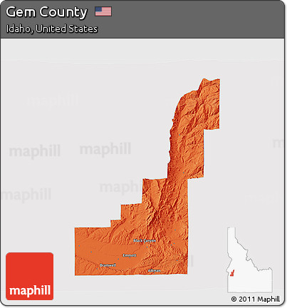 Political 3D Map of Gem County, cropped outside