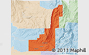 Political 3D Map of Gem County, lighten