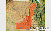 Political 3D Map of Gem County, satellite outside