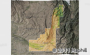 Satellite 3D Map of Gem County, darken, semi-desaturated