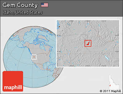 Gray Location Map of Gem County, hill shading