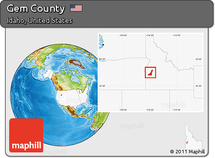 Physical Location Map of Gem County, highlighted country