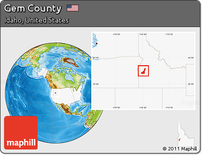 Physical Location Map of Gem County, highlighted country