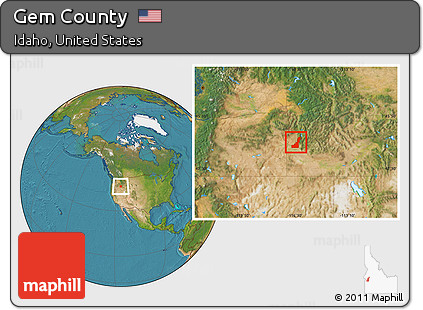 Satellite Location Map of Gem County