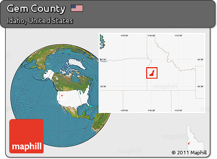 Satellite Location Map of Gem County, highlighted country