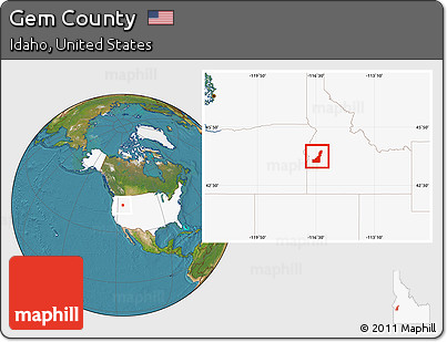 Satellite Location Map of Gem County, highlighted country