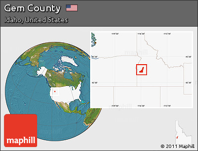 Satellite Location Map of Gem County, highlighted country