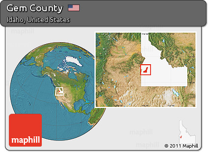 Satellite Location Map of Gem County, highlighted parent region