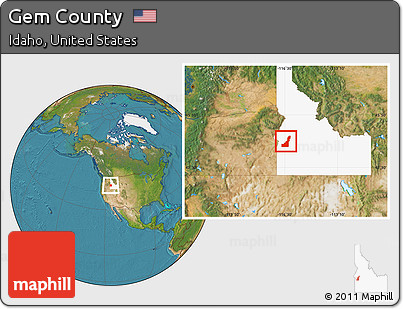 Satellite Location Map of Gem County, highlighted parent region