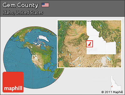 Satellite Location Map of Gem County, highlighted parent region