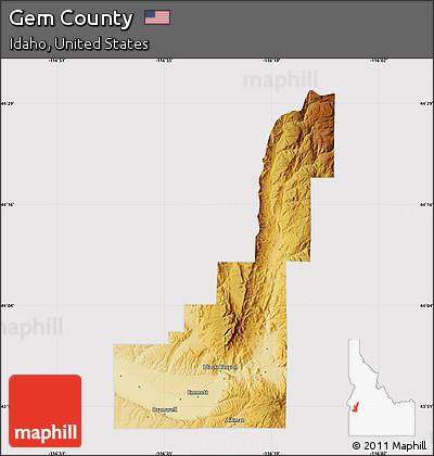 Physical Map of Gem County, cropped outside