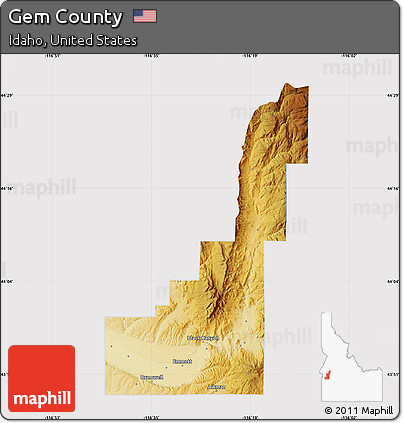 Physical Map of Gem County, cropped outside